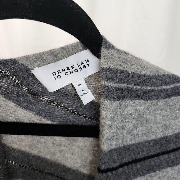 Derek Lam 10 Crosby 90% Wool Cardigan Size S flared Longline Striped Gray Soft - Picture 6 of 10